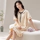 thumbnail image 2 of Camisones de cuello cuadrado para mujer, vestido de noche con estampado Floral, pijama de una pieza, ropa de dormir suelta de manga corta, 2 of 4