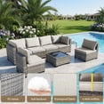 thumbnail image 2 of AstrPthylx 7-Piece Patio Sectional Set with Coffee Table, All-Weather Outdoor PE Rattan L-Shaped Sofa & Cushions for Garden, Backyard (Beige), 2 of 6