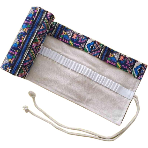 Rollo de lápiz de lona con 36 agujeros, rollo de lápiz de dibujo de viaje para artista, bolsa de lápiz enrollable, estuche de bolígrafo, bolsa de almacenamiento portátil con agujero bohemio