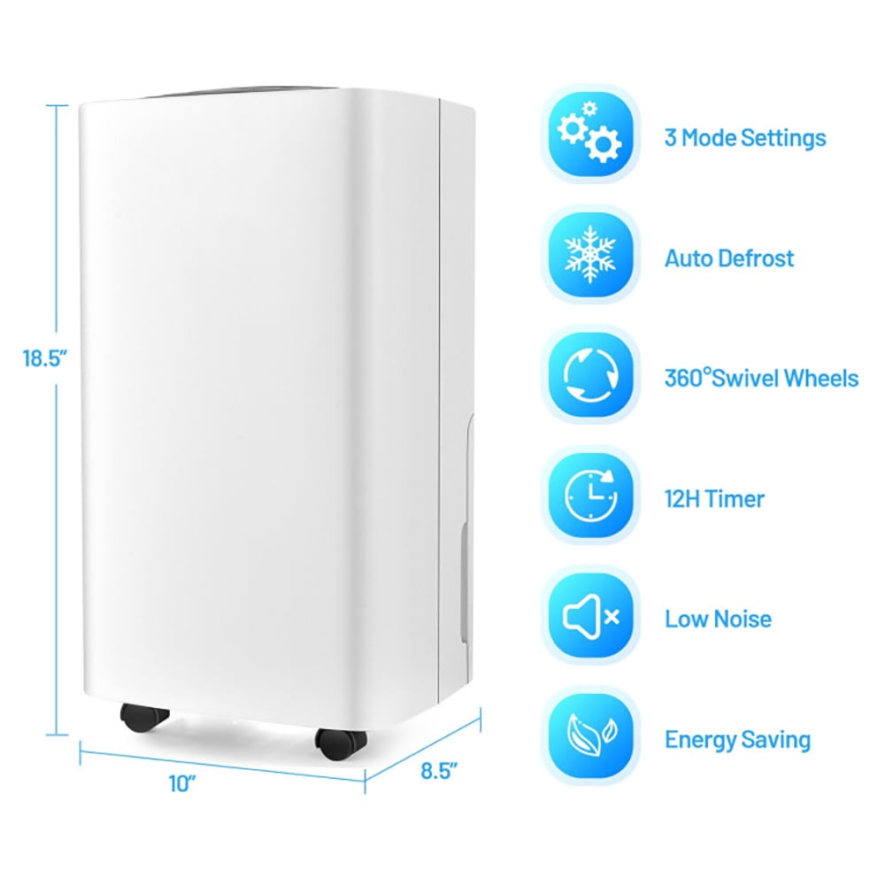 Topcobe 24 Pints 1500 Sq Ft Portable Dehumidifier for Medium To Large Spaces, Quiet Bladeless Floor Powerful Fan for Room Office, White