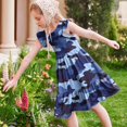 thumbnail image 5 of Amidoa Girls Summer Dresses Tiered A-Line Ruffled Dresses Kids Casual Floral Print Sundress Blue Size 5T, 5 of 8