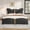 Black+PU Leather+Full, variant on HMYG Full Size Upholstered PU Leather Bed Frame,with Butterfly Shaped Headboard and Footboard,Platform Bed Frame with Gold Metal decorations,No Box Spring Needed,Light Pink