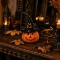 thumbnail image 6 of Gqtwoy Witch Hat Pumpkin Decor Set, Rustic Tabletop Decor, Vintage Halloween Centerpiece, Soft Fabric Pumpkin with Floral Hat, Tiered Tray and Shelf Decoration, 6 of 6