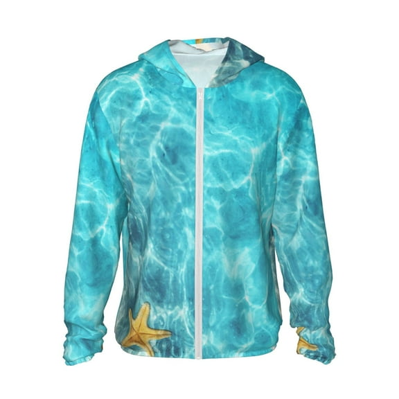 Logiee Coral And Seashell On The Beach Print Men's Women Light Jacket Full Zip Sun Protection Hoodie Long Sleeve Sun Shirts for Men Hiking Fishing Zip Pockets-