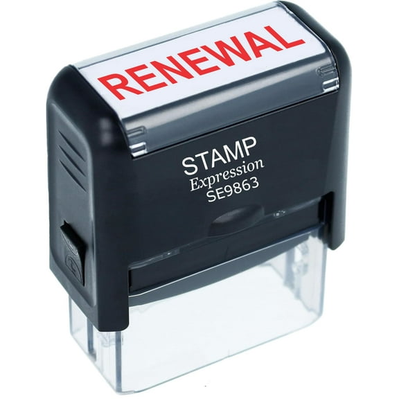 StampExpression - Renewal Office Self Inking Rubber Stamp - Red Ink (A-5607)