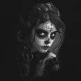 thumbnail image 3 of Sugar Skull Lace Long Sleeve T-shirt Black White Day of the Dead Gothic Beauty Monochrome Dia de Los Muertos Elegant, 3 of 7