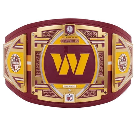 Washington Commanders Championship Belt Metal Plates Hand-Tooled Leather Strap Adult Size Collectible