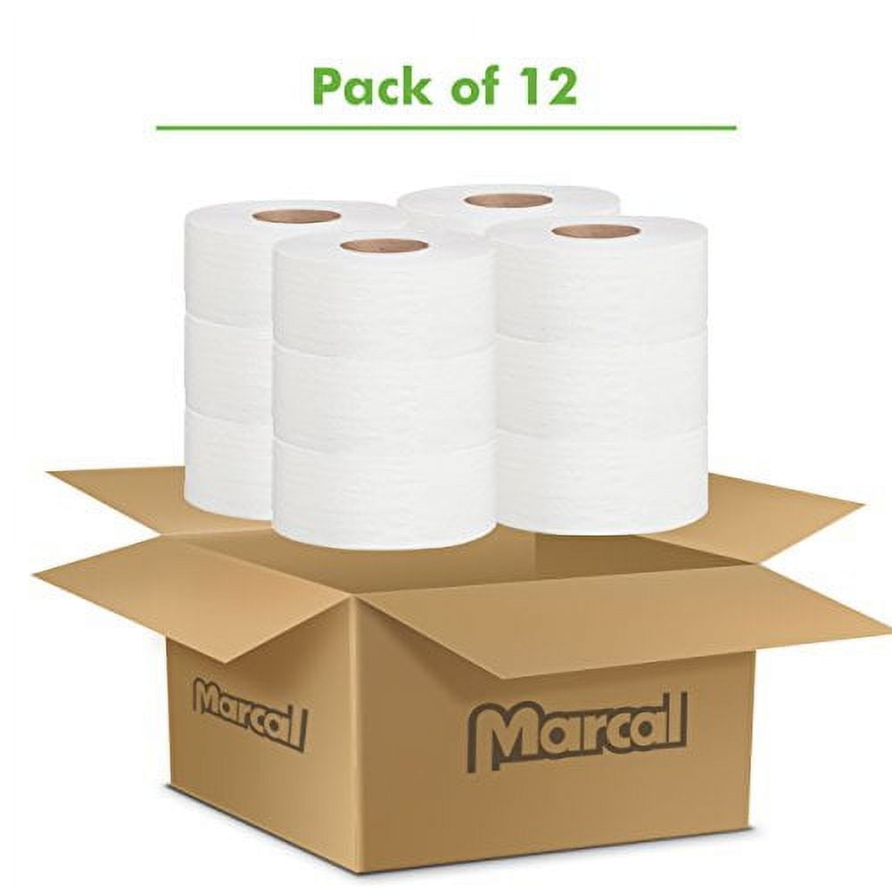 Marcal Pro 100% Recycled Bathroom Tissue Septic Safe, 2-Ply, White, 3.3 x 1000 ft, 12 Rolls/Carton