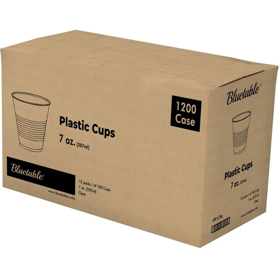 Plastic Cups Bulk, 7 oz. 1200 Count Case Pack, Disposable Clear Cup Water Cooler Dispenser