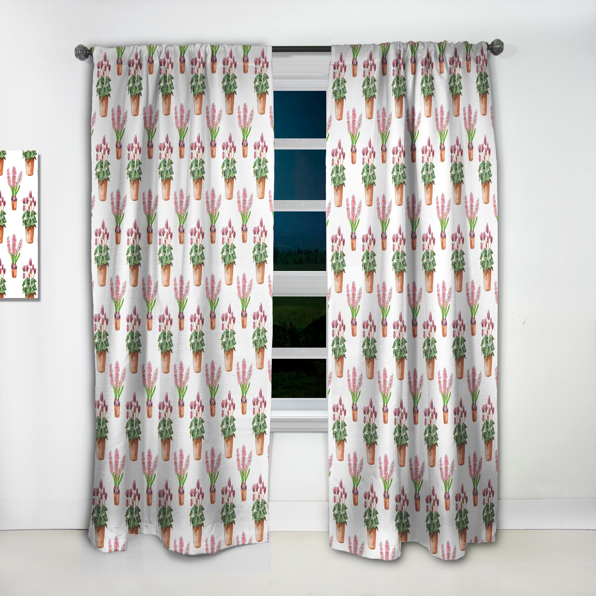 Designart 'Home Flower In Claypots' Floral Curtain Panel
