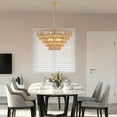 thumbnail image 6 of Luxurious Bohemian Rattan Chandelier - Woven Pendant Light Fixture with Adjustable Chain for Dining, Living Room, Bedroom - Antique Wood Finish, Unique Tiered Design (Wood,5-Tier), 6 of 9