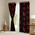 thumbnail image 3 of Feelyou Cat Black Out Curtains, Black Red Boho Aztec Curtains Pack of 2 (42x63 Each), 3 of 6