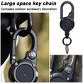 thumbnail image 2 of Retractable Carabiner Keychain Retractable Keychain with Compass Steel Wire Carabiner Badge Reel Holder Clip Key Ring Heavy Duty Outdoor Camping, 2 of 8