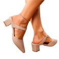 thumbnail image 5 of KEVCHE Womens Slingback Flats Pointed Toe, Closed Toe Elegant Mid-Heel Chunky Heel Sandals,Square Topline Slip On Dressy Flats for Office Work Date, 5 of 5