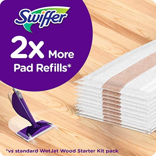  Swiffer Wetjet Wood Floor Spray Mop Starter Kit, 1 Power Mop, 5  Mopping Pads, 1 Floor Cleaner Liquid Solution, 7 Piece Set : Health &  Household