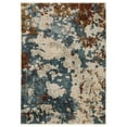 thumbnail image 2 of HomeRoots 575417 3 x 5 ft. Abstract Rectangle Area Rug with Fringe, Beige, Teal & Rust, 2 of 5