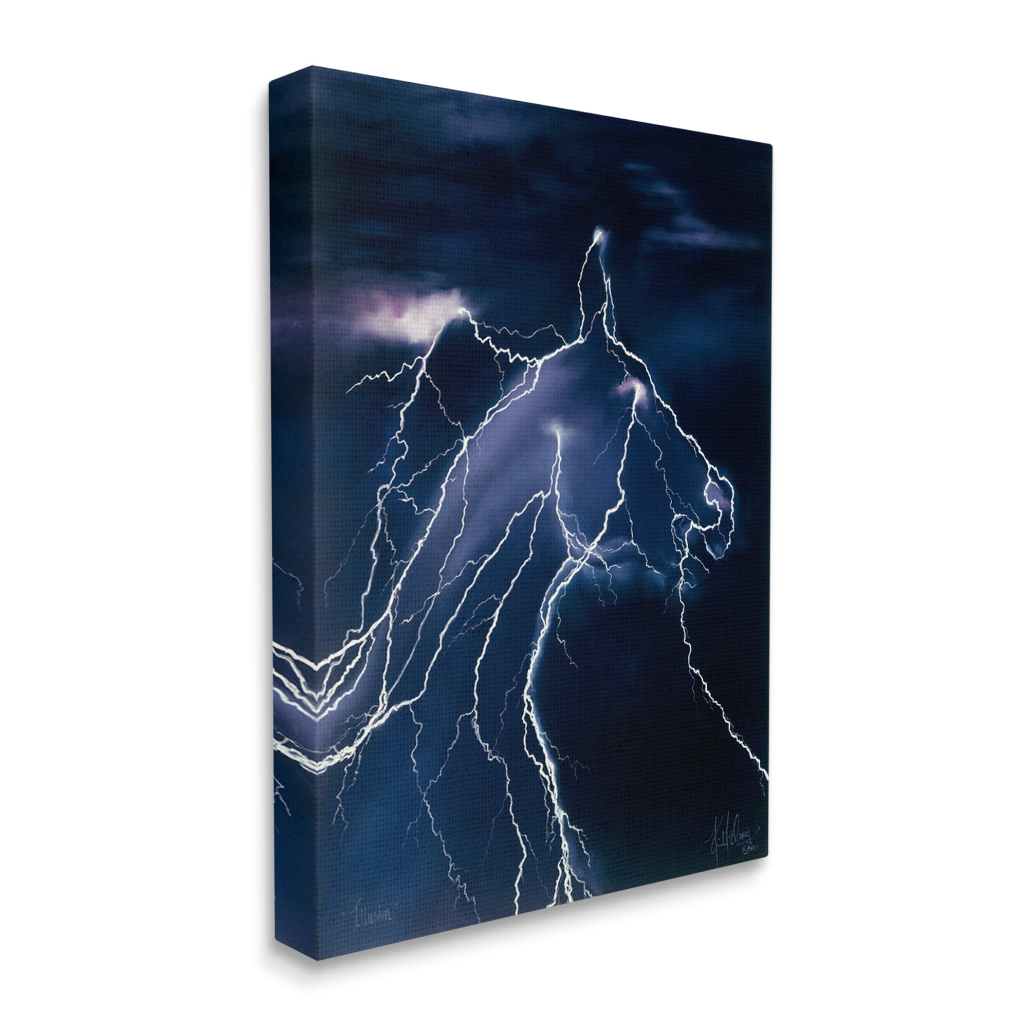Stupell Industries Horse Face in Lighting Storm Nature Painting Gallery Wrapped Canvas Print Wall Art, 30 x 40