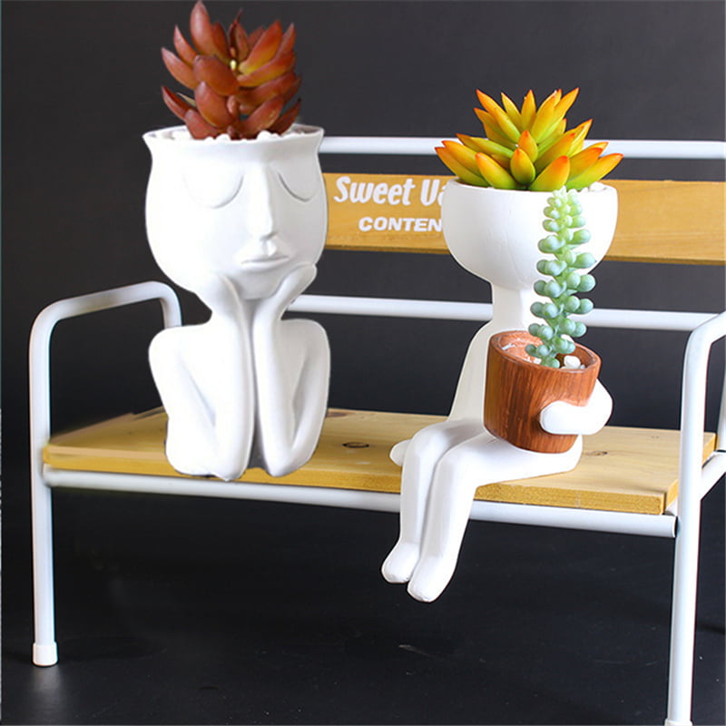 Details about   Ceramic Flower Pots Abstract Human Face Character Succulent Flower Vase Pot Gift 