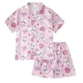 thumbnail image 4 of Gubotare Pajamas Kids Girls Girls Pajamas Silk Satin Pajama Sleepwear Button Down Pj Set Loungewear Size 6-7 (Hot Pink,6-7 Years), 4 of 4
