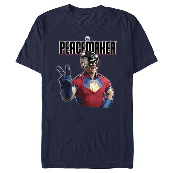 Men's Peacemaker Hero Peace Sign  Graphic Tee Navy Blue Small
