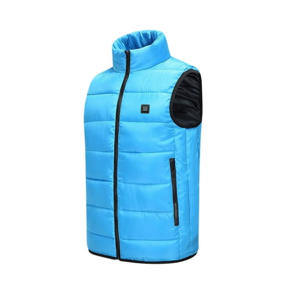tklpehg Winter Coats for Women USB Intelligent Constant Temperature Heated Coat Winter Warm 5 Heated Jacket Loose Leisure Solid Color Fall Coat Overcoat Sleeveless Outwear Blue XL