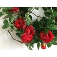 thumbnail image 3 of Spring Front Door Wreath 24 Inch Blossom Cabbage Rose Wreath Flame Red & Burgundy Flower Everyday Wreath on Grapevine Base Farmhouse for Festival Celebration Front Door Wall Window Hanging, 3 of 7