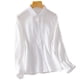 thumbnail image 5 of Camisa blanca de viajero de manga larga para mujer, ropa interior de estilo primaveral, camisa de solapa con parte inferior de algodón apilada, 5 of 5