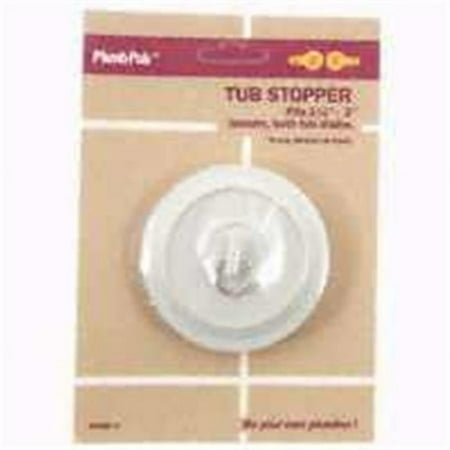 Plumb Pak PP22004 Tub Stopper with Ring  Rubber  White  For Laundry and Bathtubs with 1-1/2 to 2 in