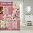 thumbnail image 2 of Western Shower Curtain, Western Cowgirl Cat Fabric Shower Curtain Geometry Lattice Southwestern Hat Bathroom Shower Curtain Sets Cowgirl Pink Geometry Stripes Diamond Bath Curtain 72"Wx84"L, 2 of 6