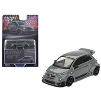 ABARTH 595 #49 "LB-Works x Abas Works" Gray Limited Edition 1/64 Diecast Model Car by Mini GT