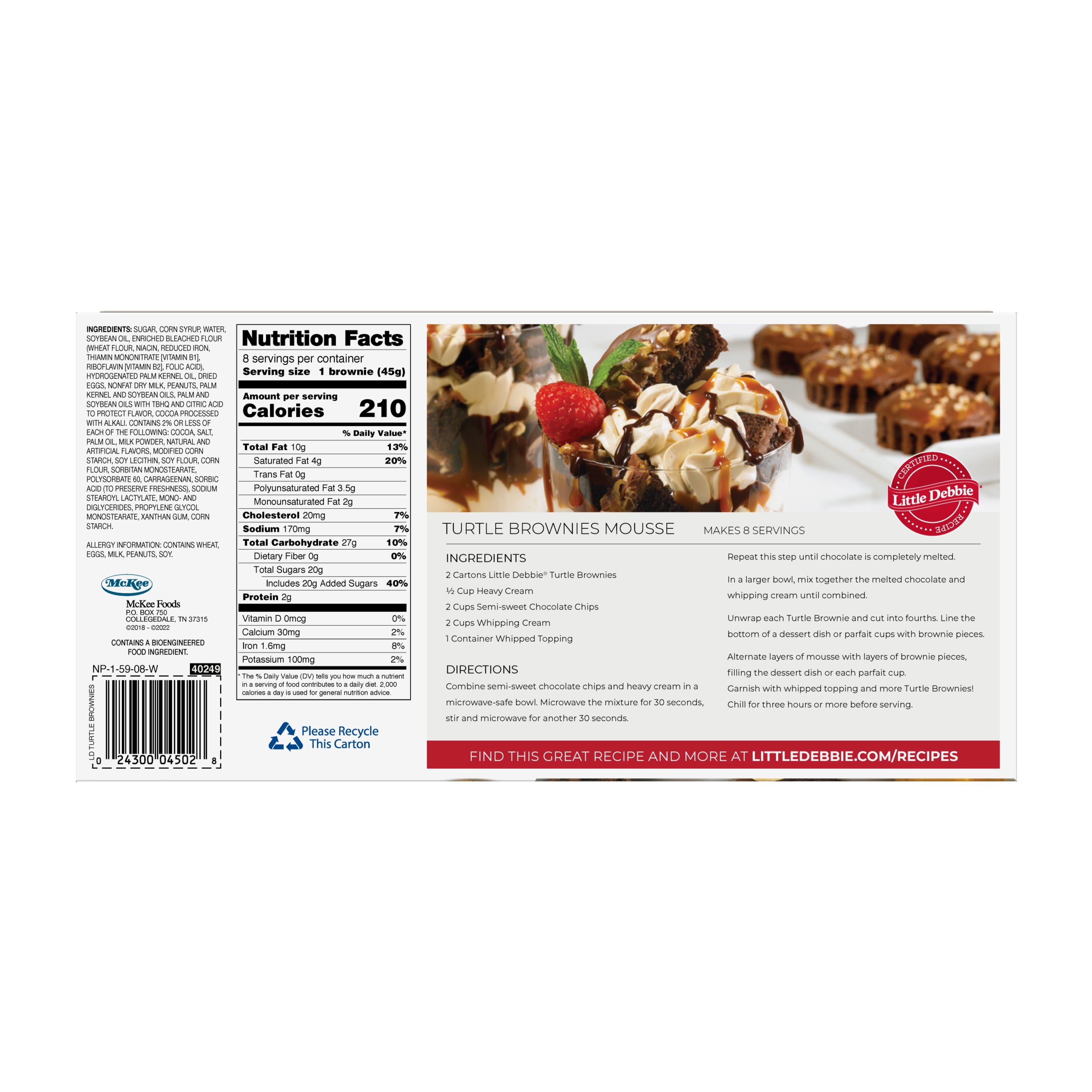 Little Debbie Turtle Brownies Specialty Recipe, 12.39 oz (8 count)