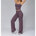 thumbnail image 6 of PISONIC Womens Workout Sets Two Piece Spaghetti Straps Crop Top Matching Straight Leg Pants Gym Work Pilates Outfits, 6 of 7
