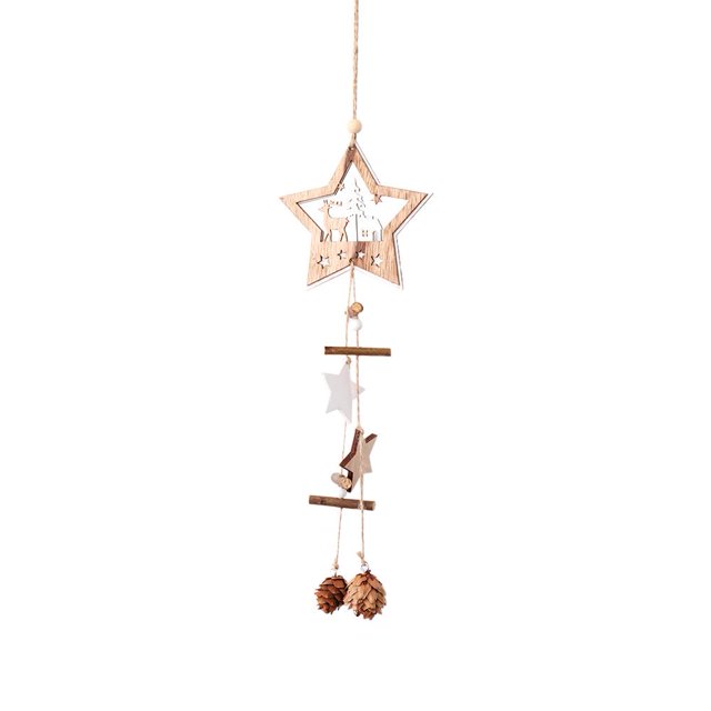 Colgante de estrella de madera de cinco puntas, adornos de Navidad, regalos de decoración del hogar (2 Tmvgtek Oficina Multiescena Multifunción