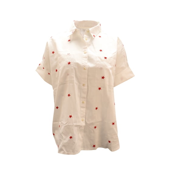 Pre-Owned Madewell Embroidered Short-sleeve Shirt in White Cotton