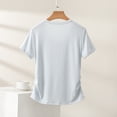 thumbnail image 5 of SSZMDLB Women T-Shirts Short Sleeve Scoop Neck Summer Tops Basic Tee Shirt Comfy Casual Everyday Wear Workout Clothes, Blue M, 5 of 9