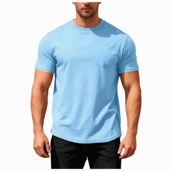 Leey-World Men's Cotton T-Shirts Oversized Unisex Short Sleeves Casual Loose Wash Solid Basic Tee Tops T Shirts Men(Light Blue,3XL)