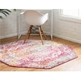 thumbnail image 3 of 5' x 5' Medallion Fuchsia Pink and Ivory Octagon Area Throw Rug, 3 of 4