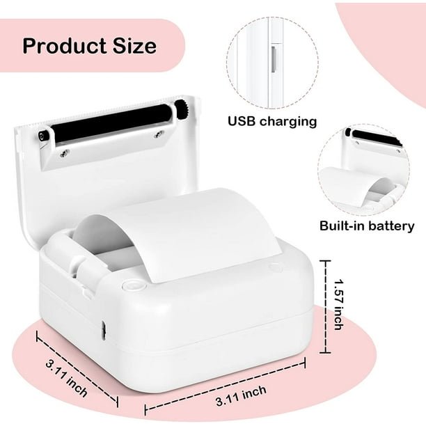 Mini Pocket Sticker Printer, Wireless Portable Mobile Printer Machine Inkless Instant Photo Thermal Printer for Memo, Photo, Pocket Label Receipt Printer Compatible with iOS & Android - Walmart.com