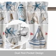 thumbnail image 6 of Blue Oceans Beach Kitchen Curtain Valances for Windows Farmhouse Short Curtains, Nautical Coastal Starfish Seashell Rod Pocket Valance Curtain for Bedroom Cafe Living Room 42"x18", 6 of 8