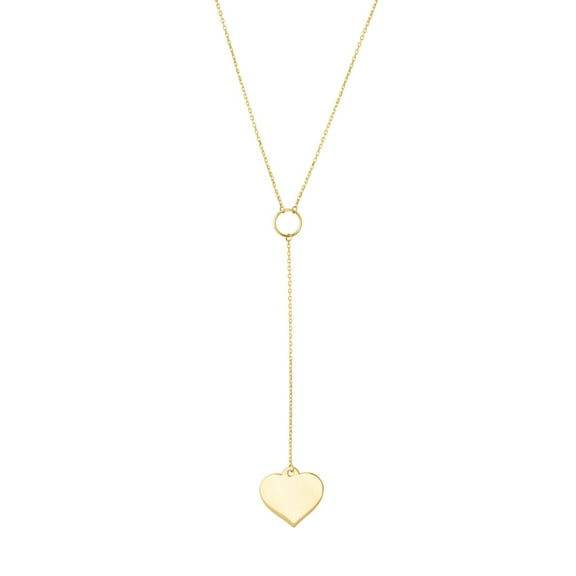JewelStop 10k Yellow Gold Polished Finish Heart Lariat Chain Necklace, Toggle Clasp - 18"