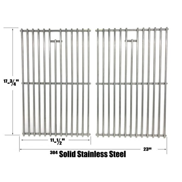 Replacement Stainless Cooking Grids For BBQTEK GSC2418, Tera Gear GR2187101-TR-00, SLG2007A 61701, SLG2008A & Charmglow Models, Set of 2