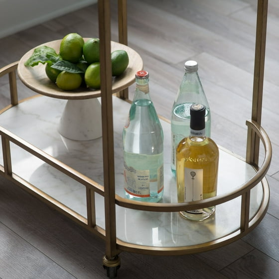 Belham Living Toscano Oval Bar Cart W Marble Shelves Com