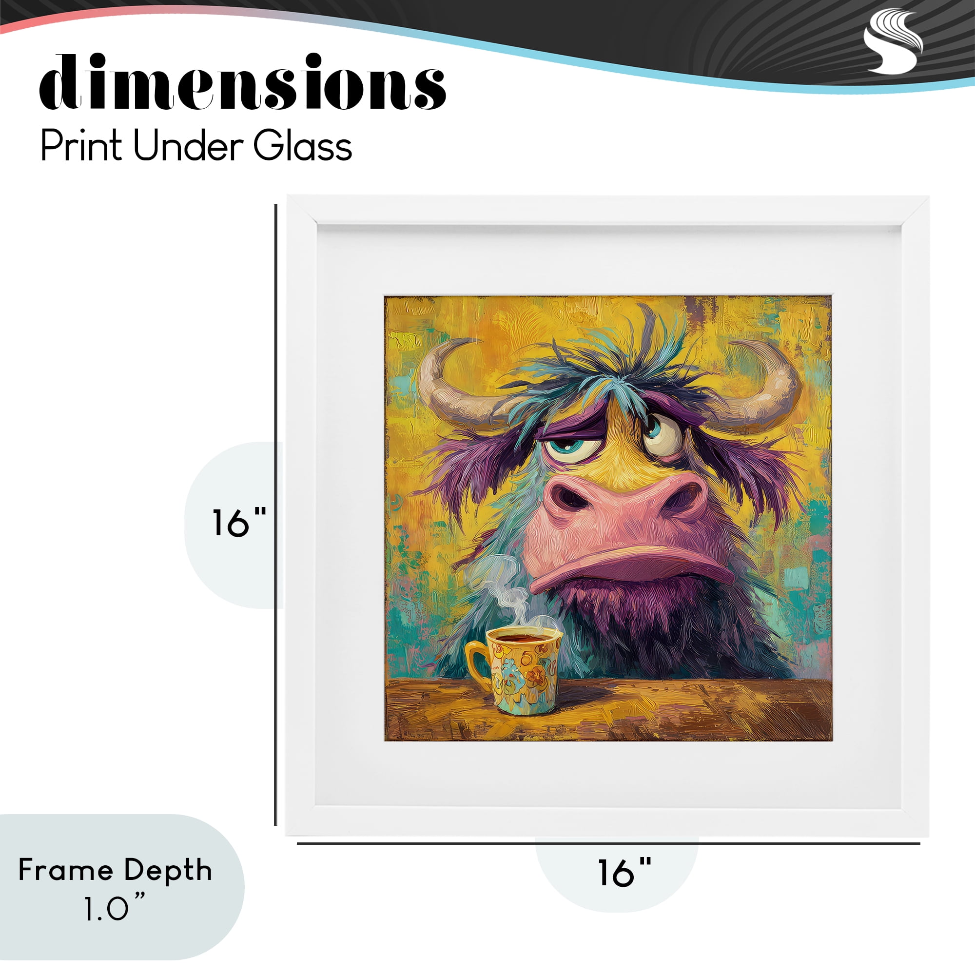 Stupell Industries Grumpy Cow & Mug White Framed Print Under Glass, design by The Wands Want