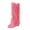 Pink, variant on IUJSOY Cowboy Boots for Women Fringe Cowgirl Boots Suede Round Toe Mid Calf Boots Casual Low Heels