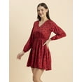 thumbnail image 3 of Moomaya Women Printed Viscose Dress, Long Sleeves V-neck Short Length Summer Dress, 3 of 7