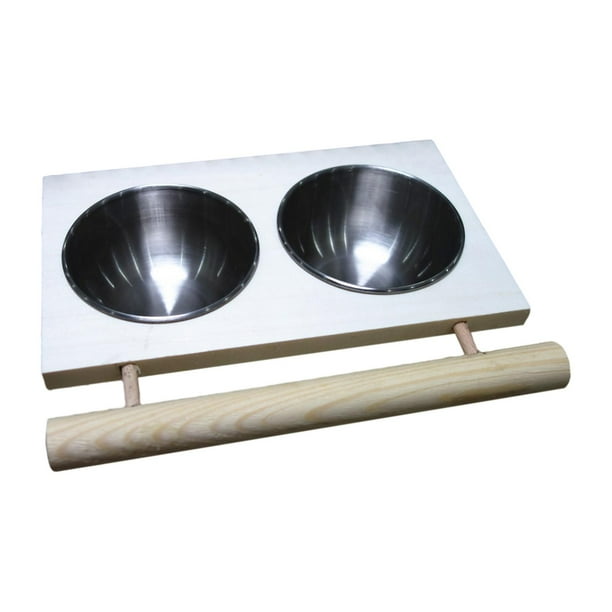 Comedero para pájaros, taza de acero inoxidable, comedero colgante, resistente. Doble ranura