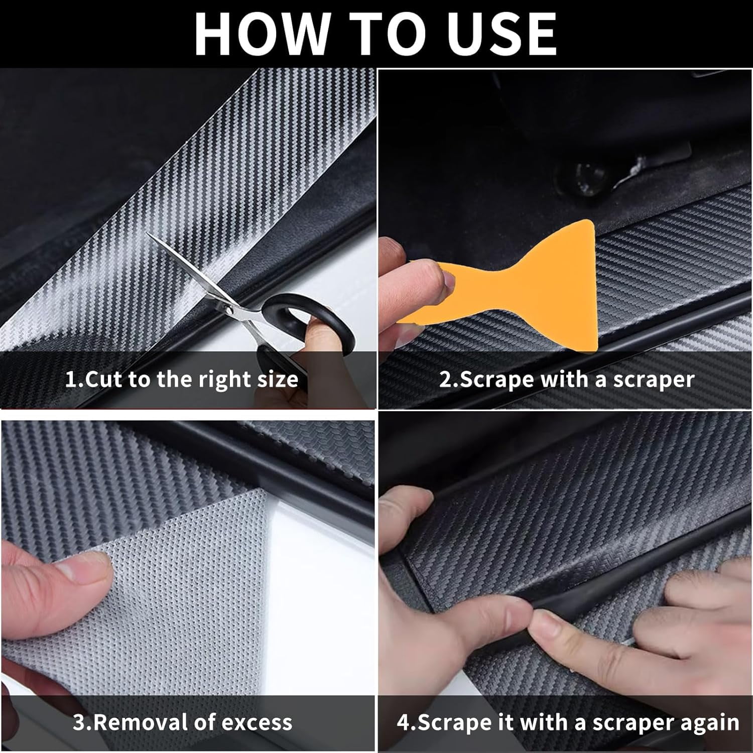 1 Set 4pcs 6D Carbon Fiber High Gloss Car Wrap Vinyl Wrap Car Auto Fibre Sticker Vinyl Wrapping Film Air Release Without Bubbles Car Packaging Film Car DIY Stickers diy Mixed Color