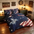 thumbnail image 2 of Manfei Vintage US Flag Butterfly Twin Bedding, Patriotic Independence Day Bedding Comforter Set, Red White Blue, Black Reversible 7 Pieces, 2 of 6
