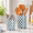 Navy Blue, variant on Pistachio Green Checkered Capiz Shell Utensil Holder Set of 2