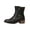 Black, variant on Mid Calf Buckle Boots, Buckled Strap Mid Calf Boots Casual Office Commuting, Ribbed Knit Contrast Collar Footwear Holiday Travel Wearing, Block Heel Outer Side Zipper Shoes, Brown 8